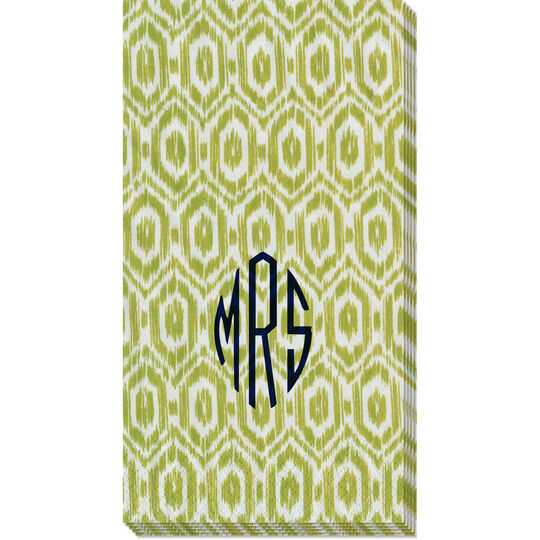 Green Amala Ikat Caspari Guest Towels